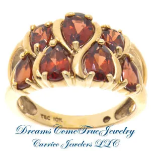 10K Gold Ladies Garnet Cocktail Ring