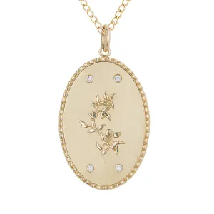 10K Gold Large "Pomegranate Vine" Pendant with Diamond Detail