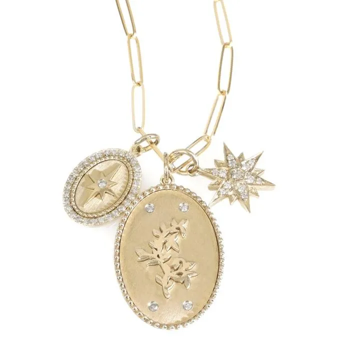 10K Gold Large "Pomegranate Vine" Pendant with Diamond Detail