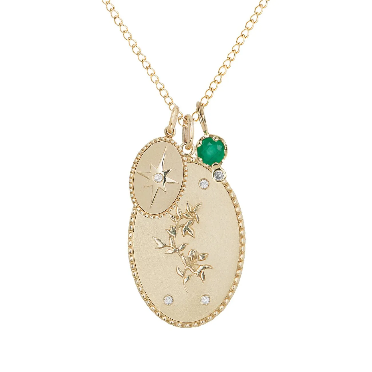 10K Gold Large "Pomegranate Vine" Pendant with Diamond Detail