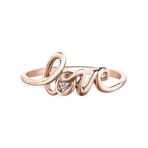 10K Rose Gold (0.01ct) Diamond Love Script Ring