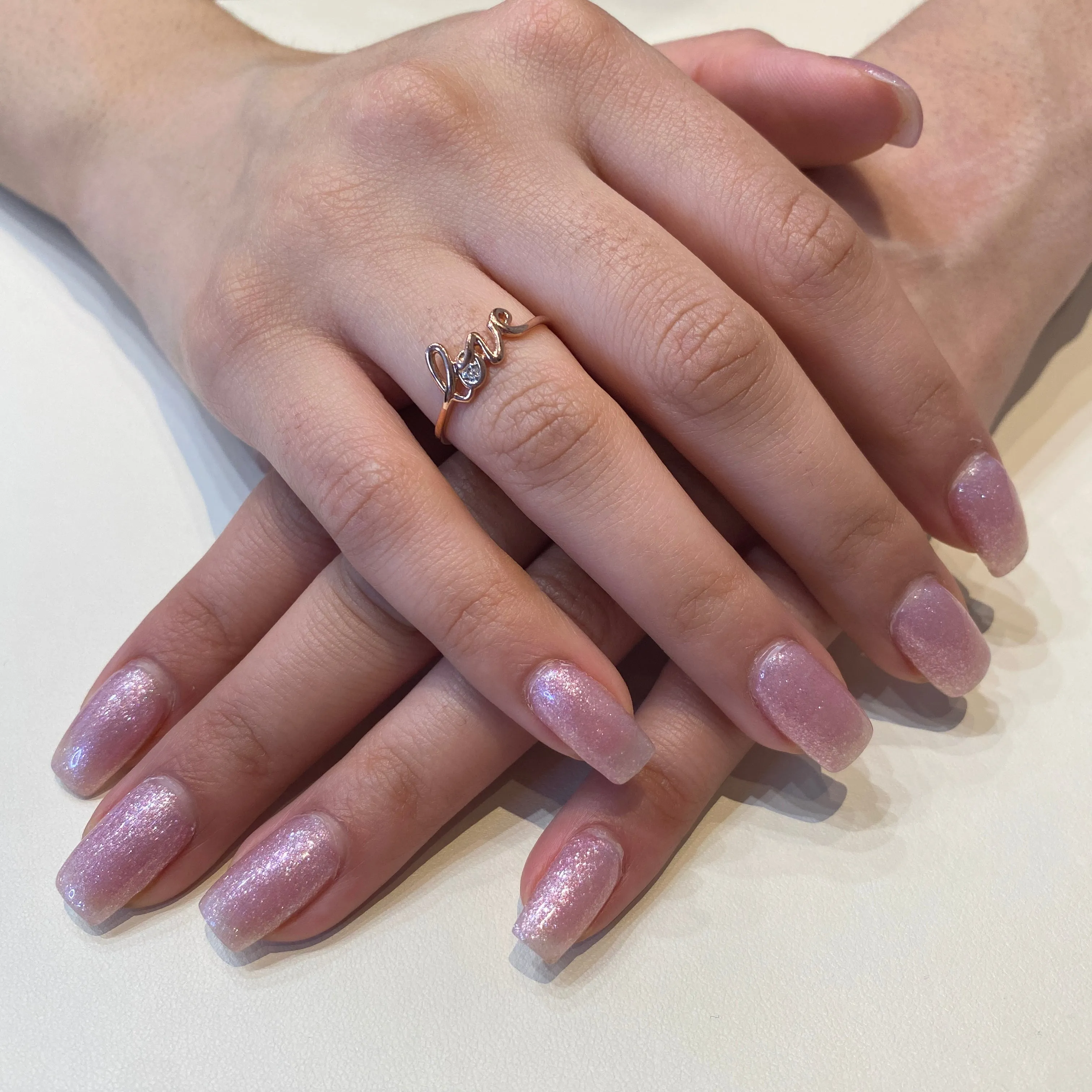 10K Rose Gold (0.01ct) Diamond Love Script Ring