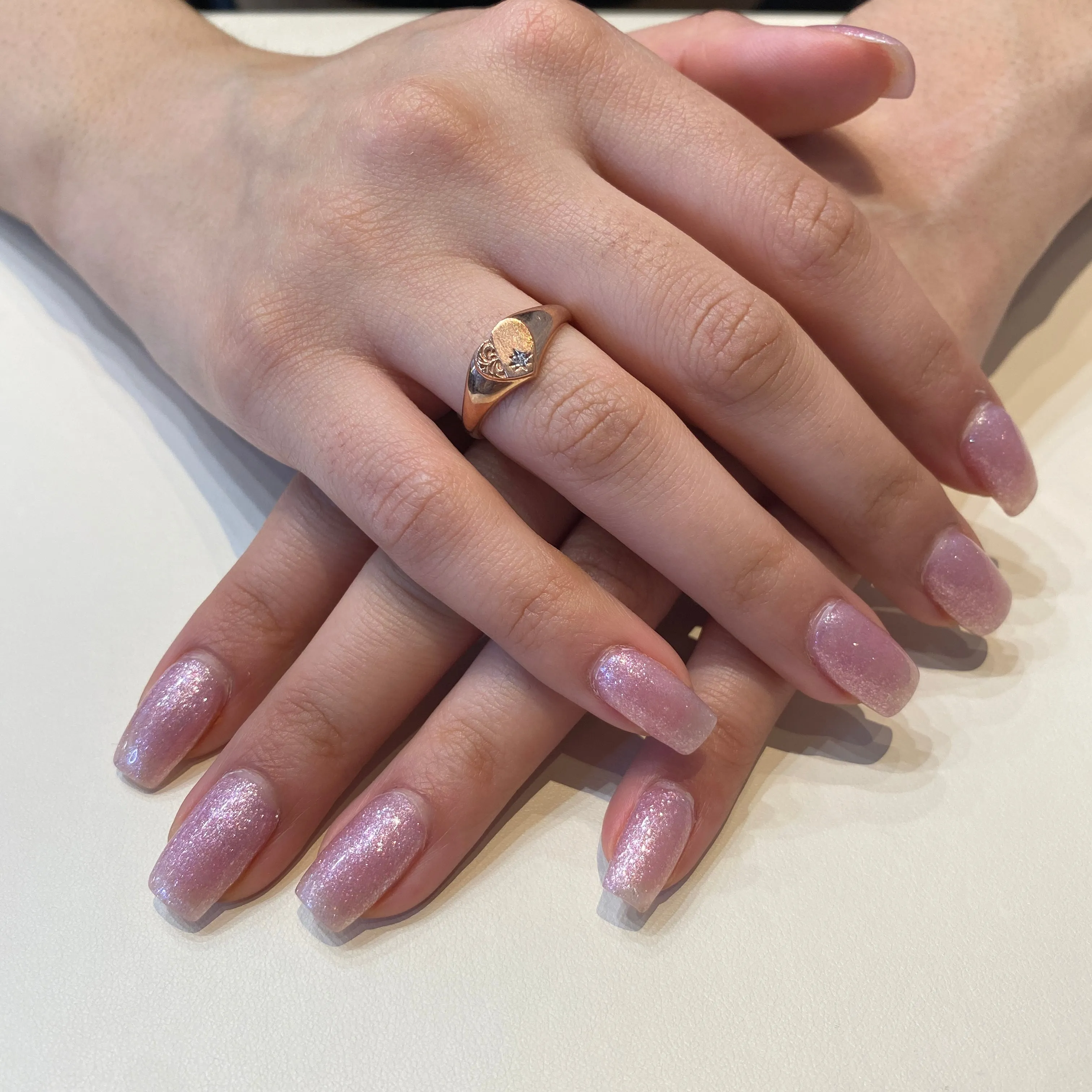 10K Rose Gold (0.01ct) Diamond Signet Heart Ring