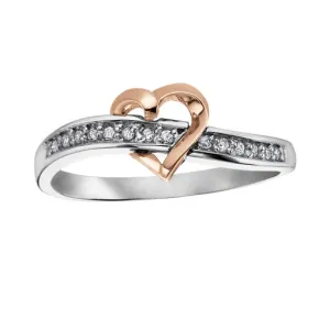 10K White and Rose Gold (0.07ct) Diamond Floating Heart Promise Ring