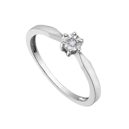 10K White Gold (0.02ct) Diamond Illusion Setting Promise Ring