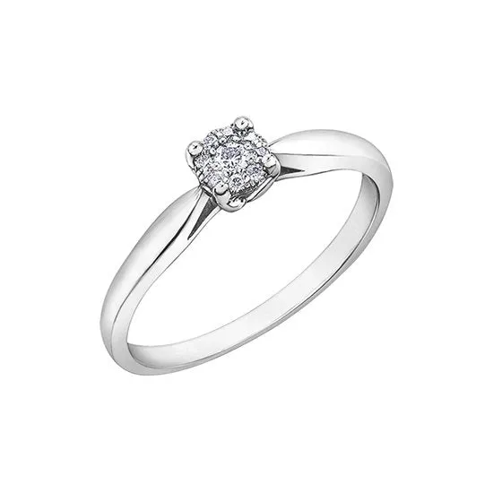 10K White Gold (0.06ct) Starburst Cluster Diamond Ring