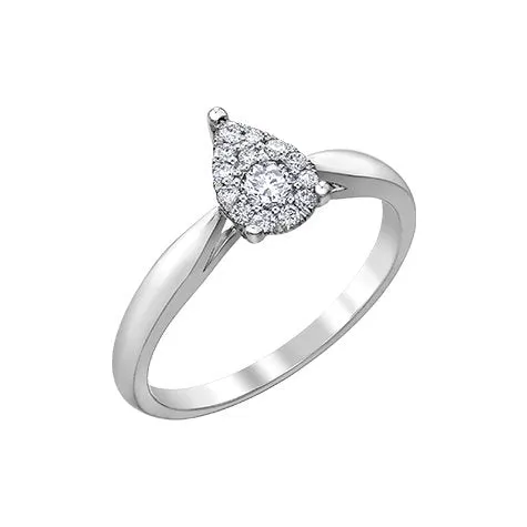 10K White Gold (0.08ct) Pear Shape Clustered Diamond Promise Ring