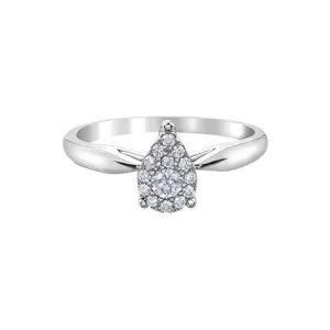 10K White Gold (0.08ct) Pear Shape Clustered Diamond Promise Ring