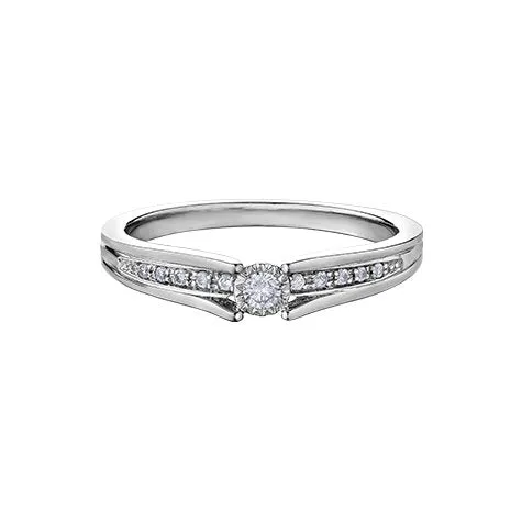 10K White Gold (0.10ct) Diamond Illusion Set Ring