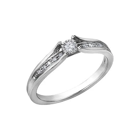 10K White Gold (0.10ct) Diamond Illusion Set Ring
