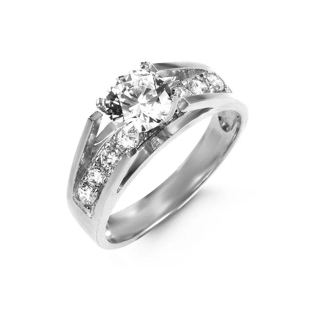 10K White Gold CZ Engagement Ring