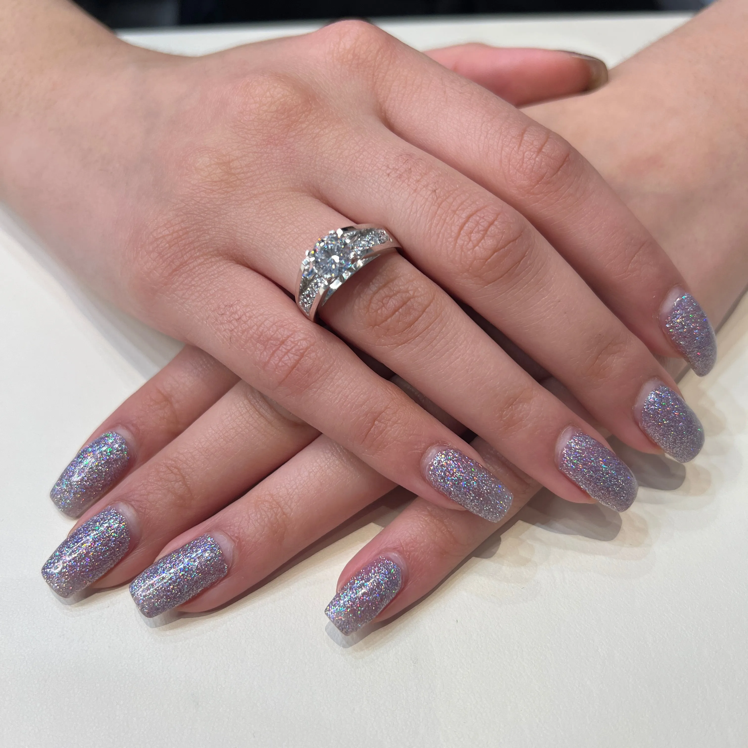 10K White Gold CZ Engagement Ring