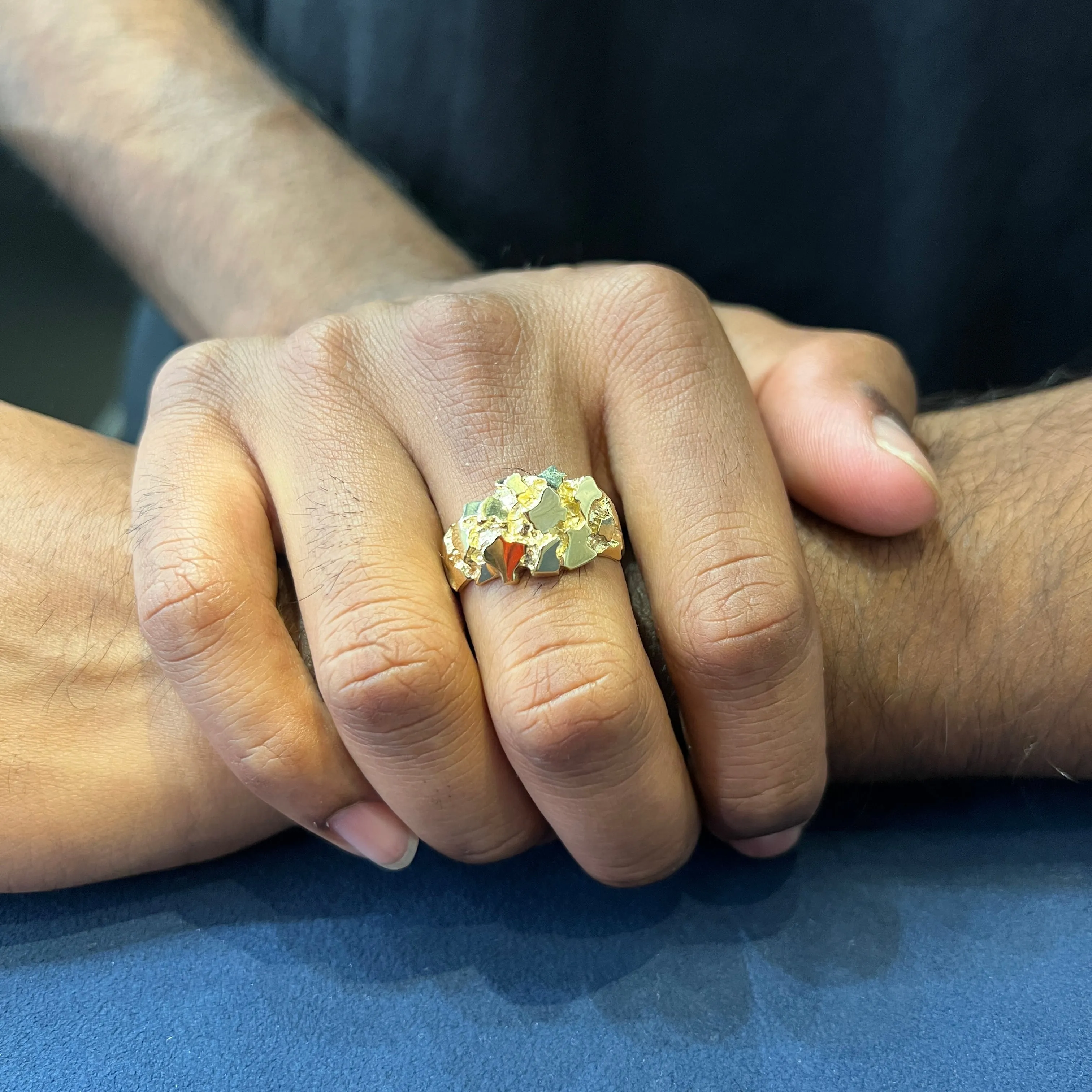 10K (White or Yellow) Gold Men's Nugget Ring