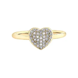 10K Yellow Gold (0.18ct) Pavee Set Diamond Heart Promise Ring
