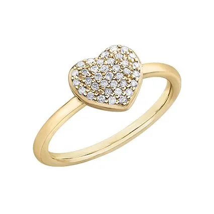 10K Yellow Gold (0.18ct) Pavee Set Diamond Heart Promise Ring
