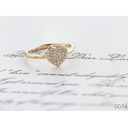 10K Yellow Gold (0.18ct) Pavee Set Diamond Heart Promise Ring