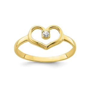10K Yellow Gold Baby Heart CZ Ring