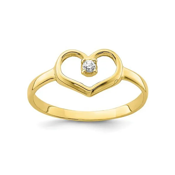 10K Yellow Gold Baby Heart CZ Ring