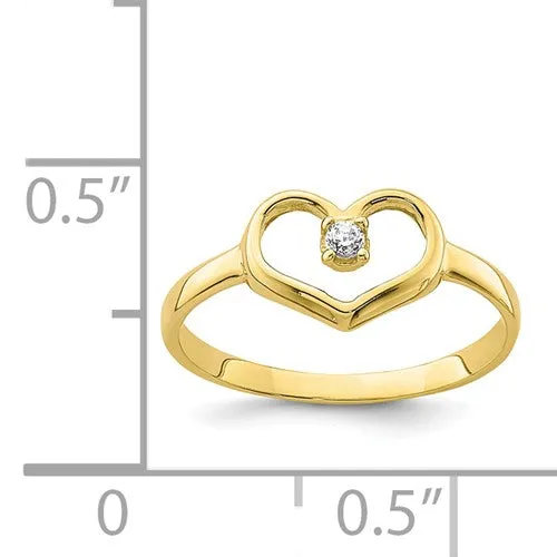 10K Yellow Gold Baby Heart CZ Ring