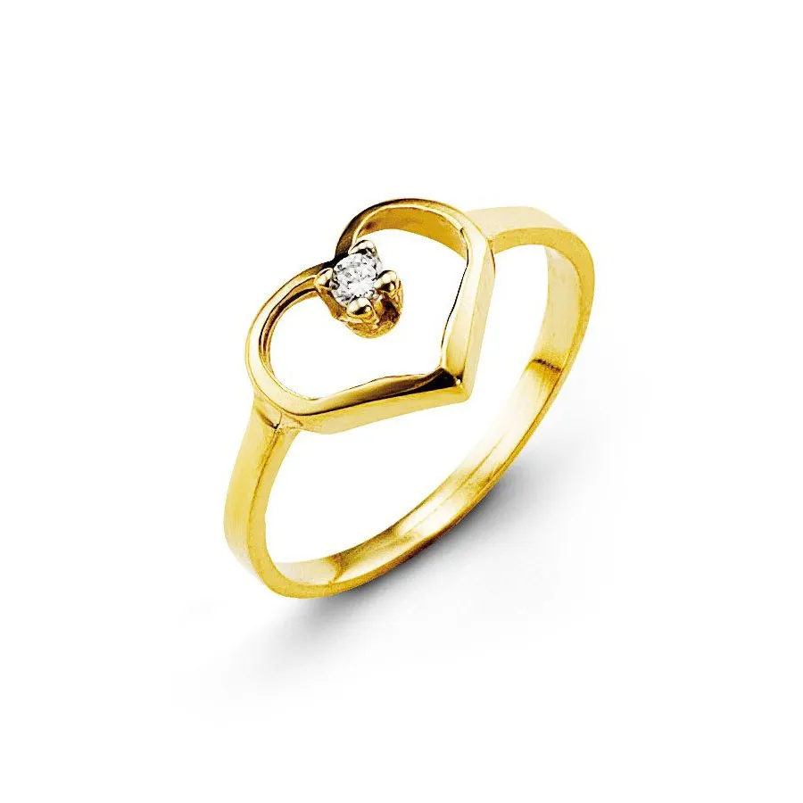 10K Yellow Gold Baby Heart CZ Ring