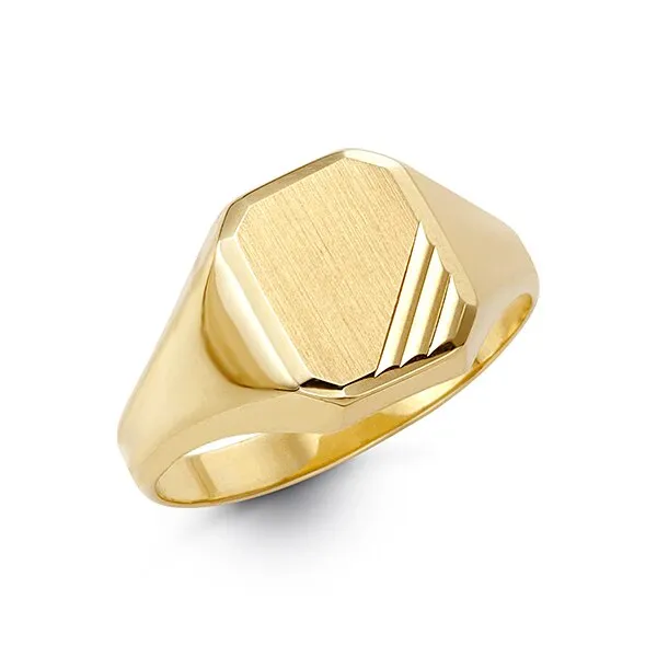 10K Yellow Gold Brushed Finish Mens Signet Ring