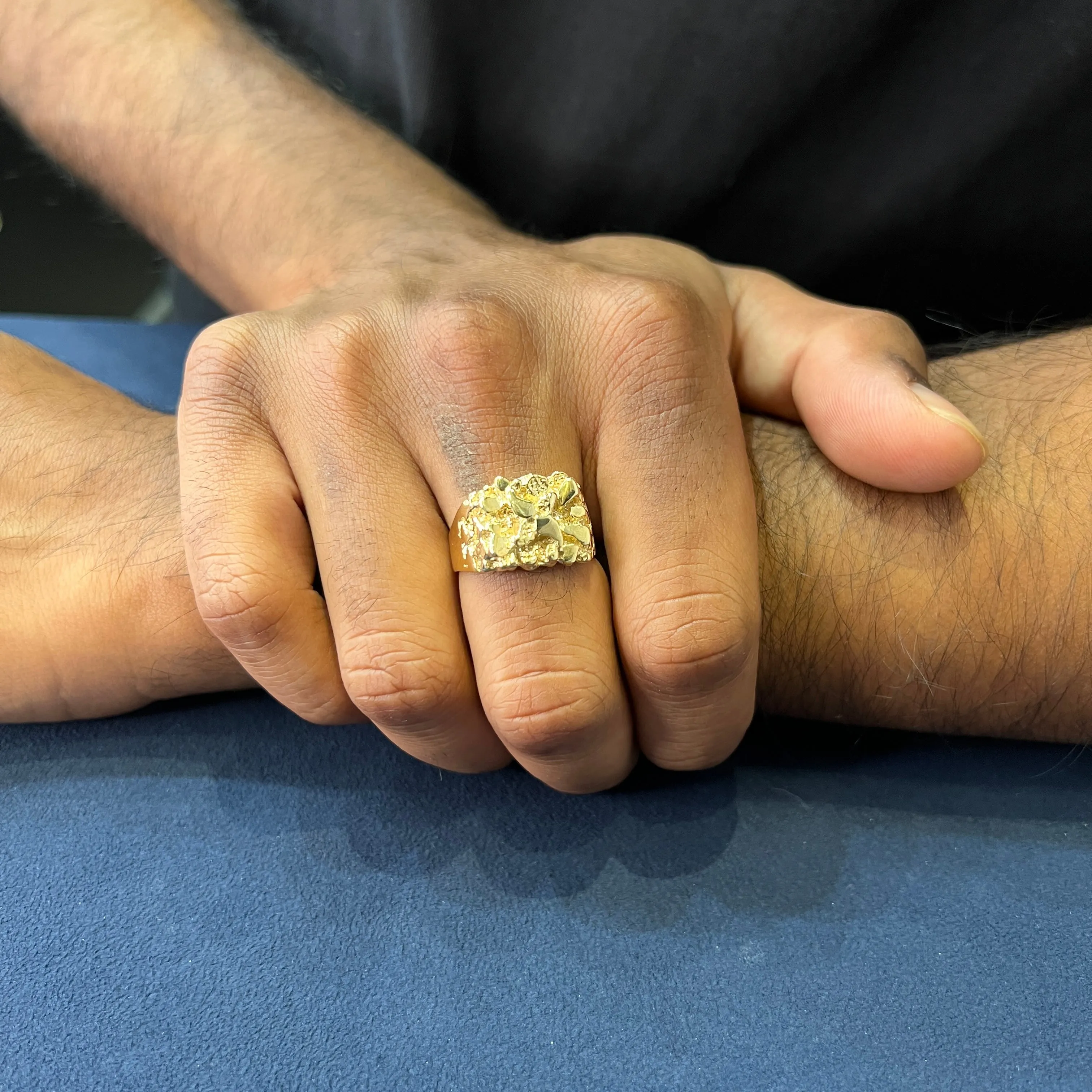 10K Yellow Gold Solid Men's Nugget Ring