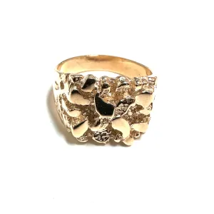 10K Yellow Gold Solid Men's Nugget Ring