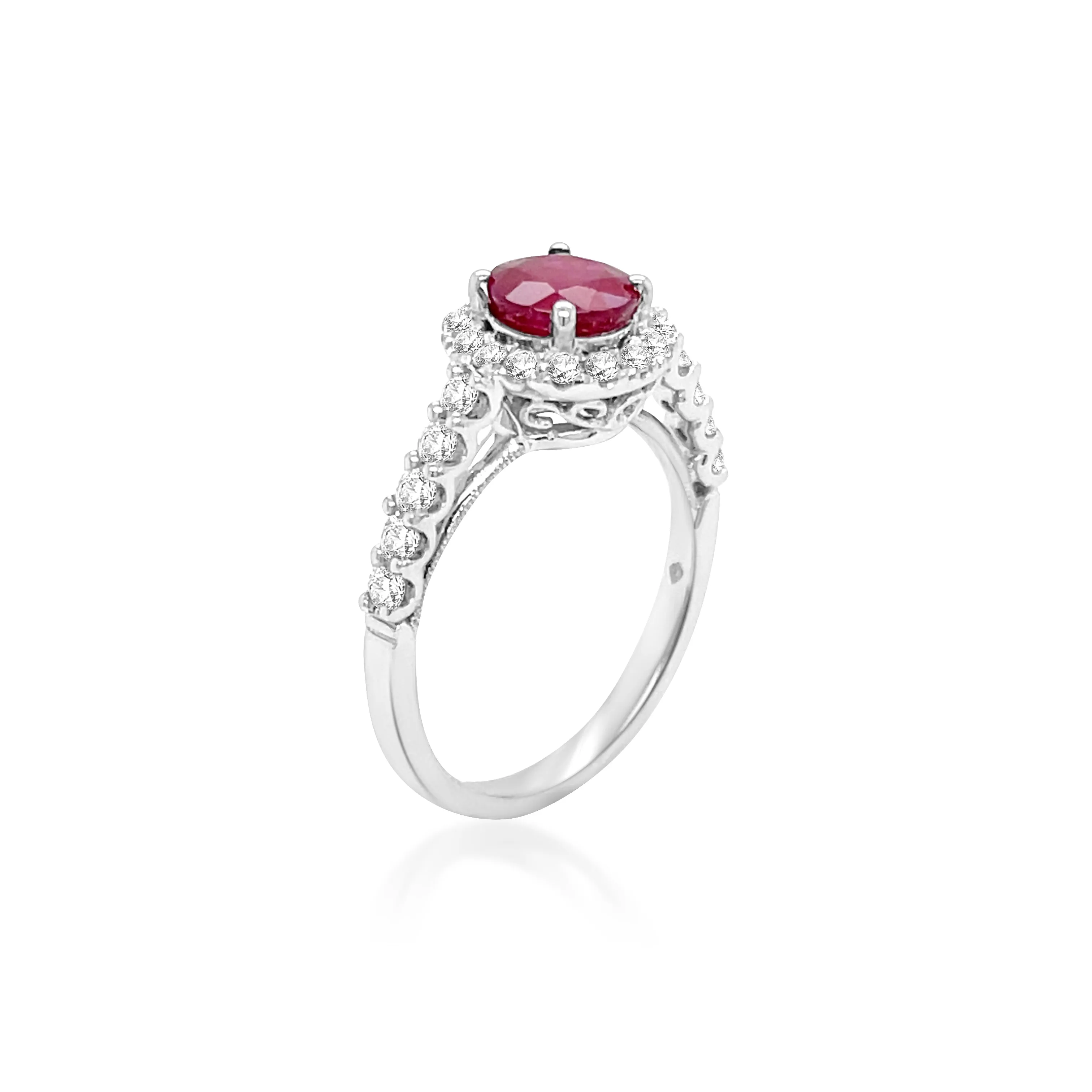 1.45 Carat Ruby Gemstone Ring in 14k White Gold