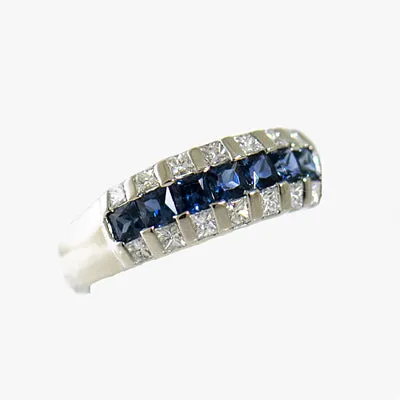 14K Gold Ladies Diamond and Sapphire Ring