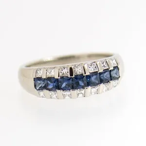 14K Gold Ladies Diamond and Sapphire Ring
