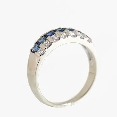 14K Gold Ladies Diamond and Sapphire Ring