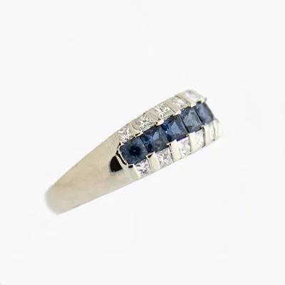 14K Gold Ladies Diamond and Sapphire Ring