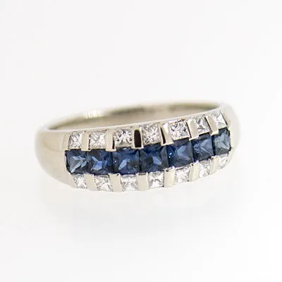 14K Gold Ladies Diamond and Sapphire Ring
