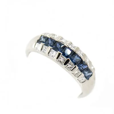 14K Gold Ladies Diamond and Sapphire Ring