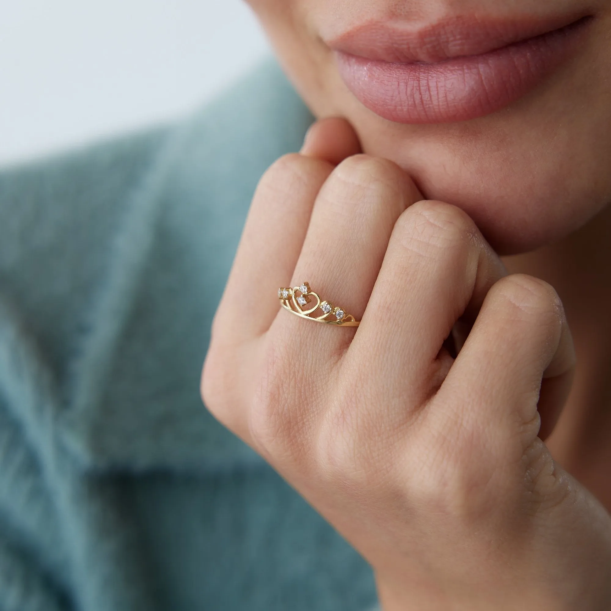 14k Gold Princess Crown Ring