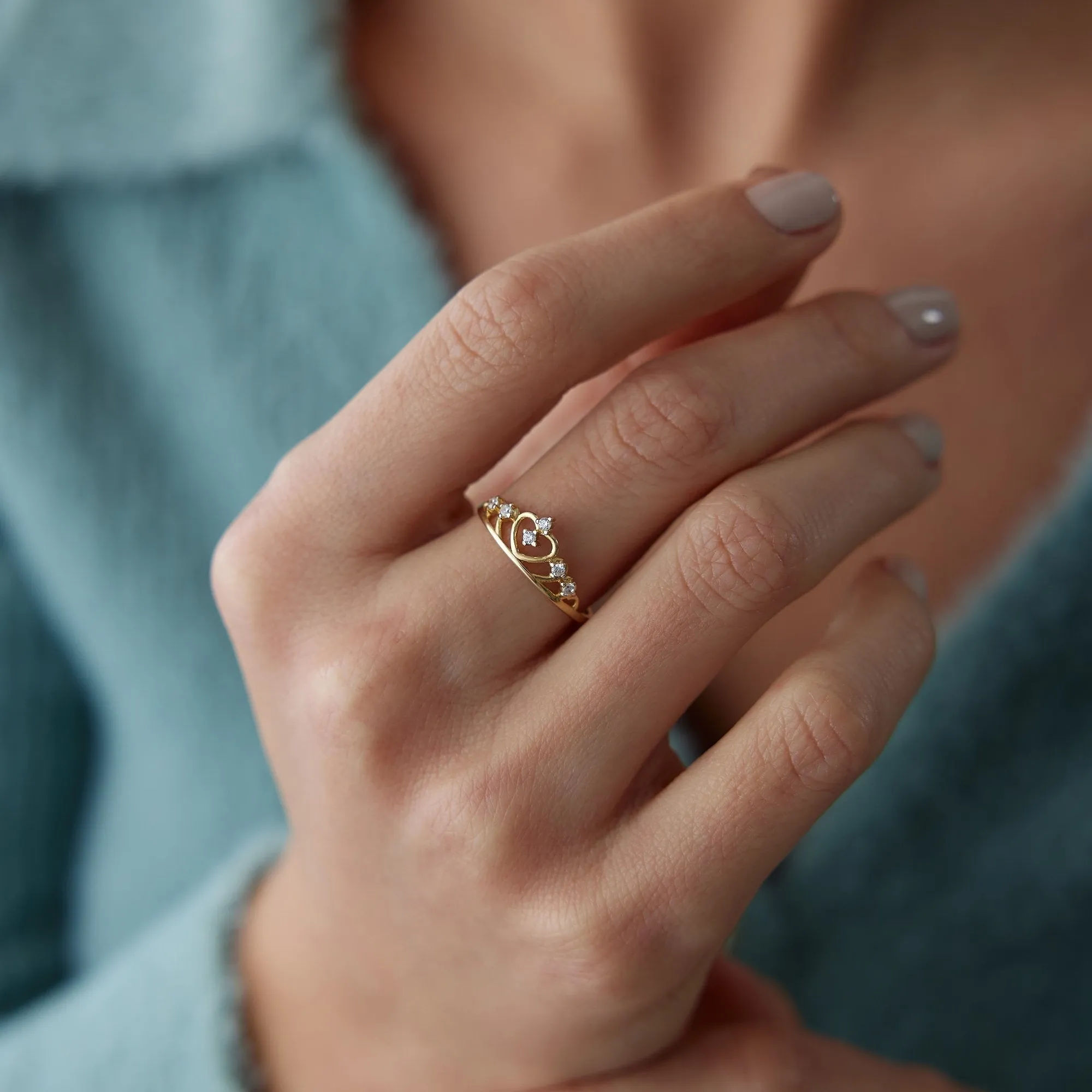 14k Gold Princess Crown Ring