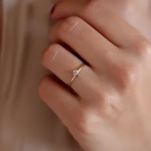 14k Gold Stone Key Ring