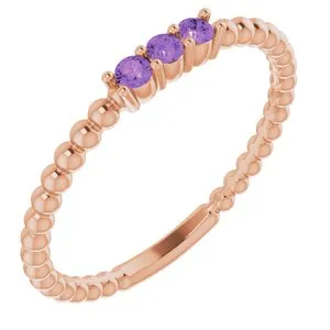 14K Rose Amethyst Beaded Ring