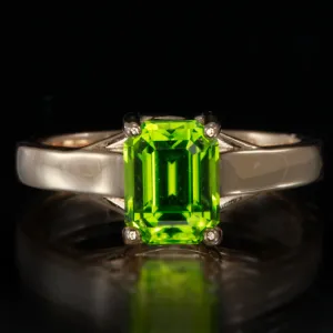 14K Rose Gold Emeald Cut Peridot Ring