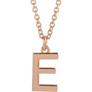 14K Rose Initial E Dangle 18" Necklace