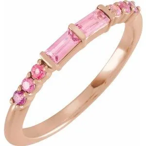 14K Rose Pink Multi-Gemstone Stackable Ring