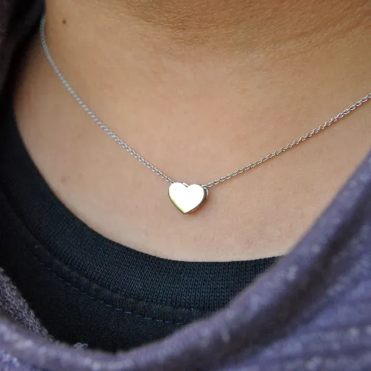 14K Solid Gold Tiny Heart Pendant Necklace, Everyday Small Pendant, Simple, Minimal Layering Valentine Gift