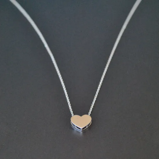 14K Solid Gold Tiny Heart Pendant Necklace, Everyday Small Pendant, Simple, Minimal Layering Valentine Gift