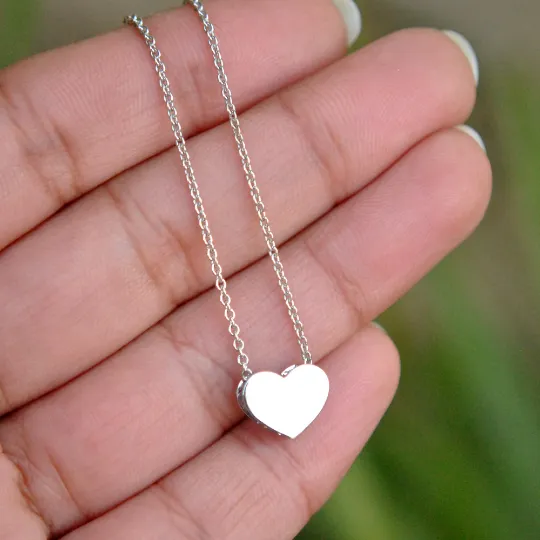 14K Solid Gold Tiny Heart Pendant Necklace, Everyday Small Pendant, Simple, Minimal Layering Valentine Gift