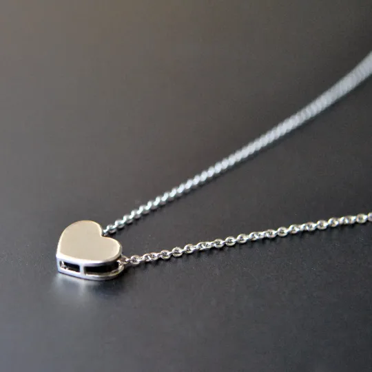 14K Solid Gold Tiny Heart Pendant Necklace, Everyday Small Pendant, Simple, Minimal Layering Valentine Gift