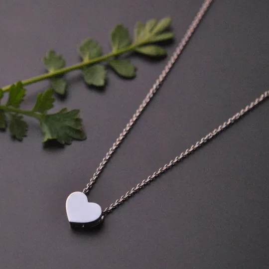 14K Solid Gold Tiny Heart Pendant Necklace, Everyday Small Pendant, Simple, Minimal Layering Valentine Gift