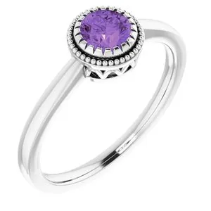 14K White Amethyst "February" Birthstone Ring