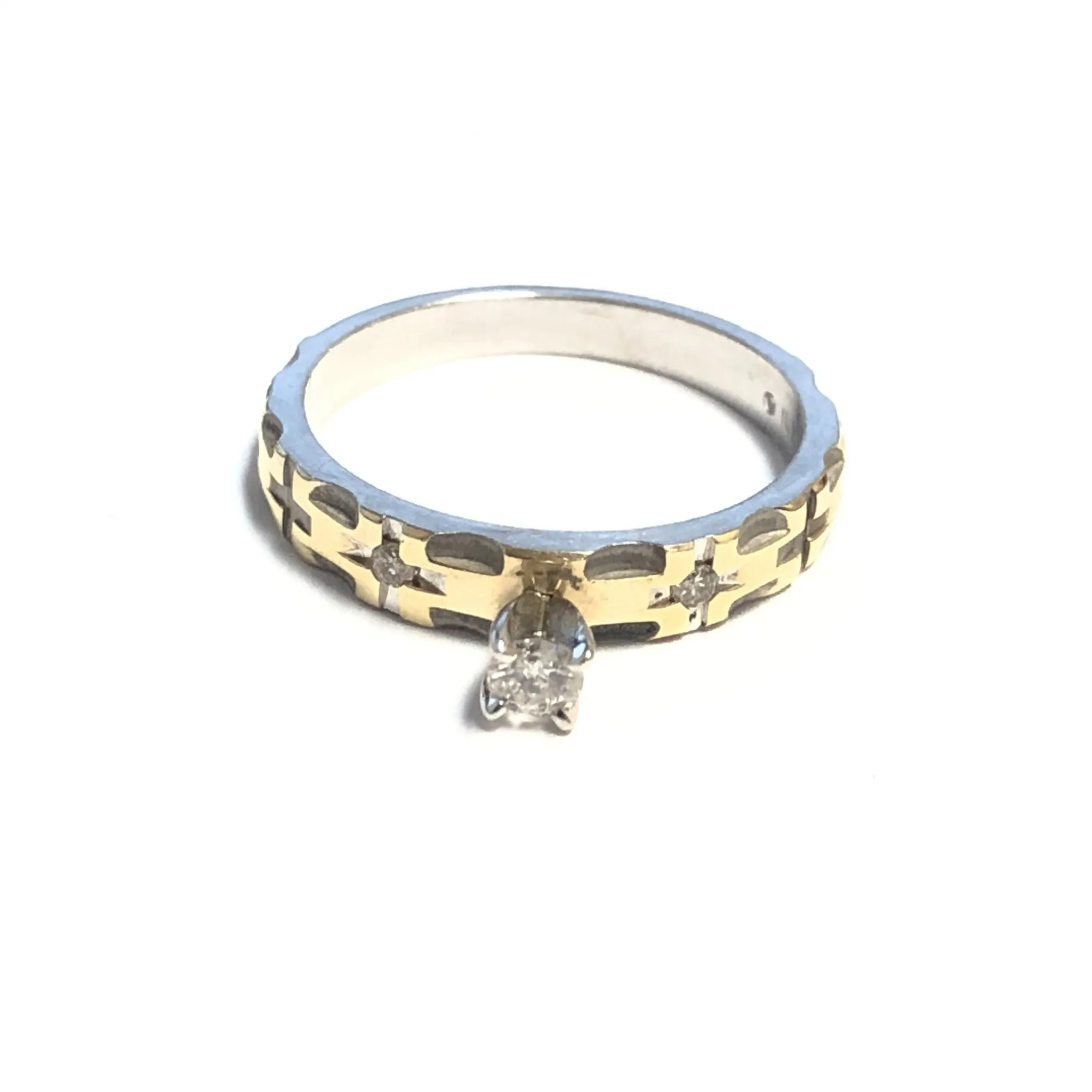 14K White and Yellow Gold (0.10ct) Diamond Ring