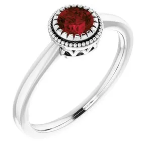 14K White Garnet "January" Birthstone Ring