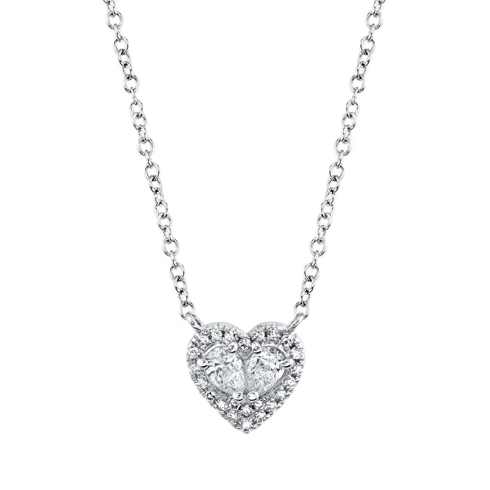 14K White Gold 0.21 Carat Diamond Heart Necklace